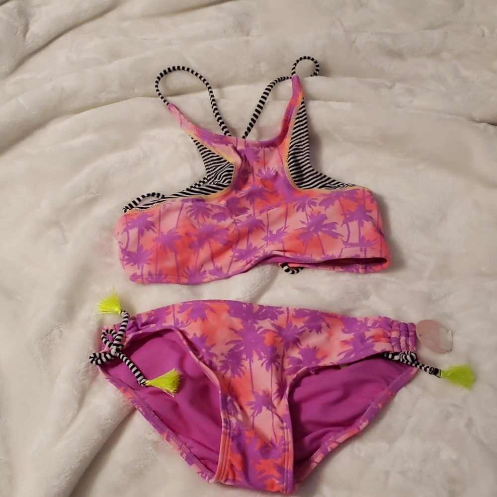 NWT girls tropical pastel 2 piece swimsuit